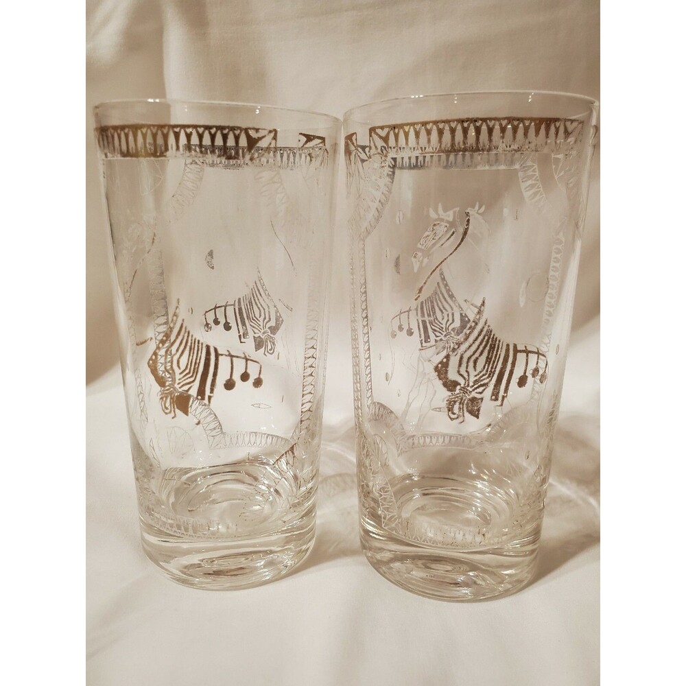 Vintage Mid Century Fred Press Horse Glasses Set Of 2